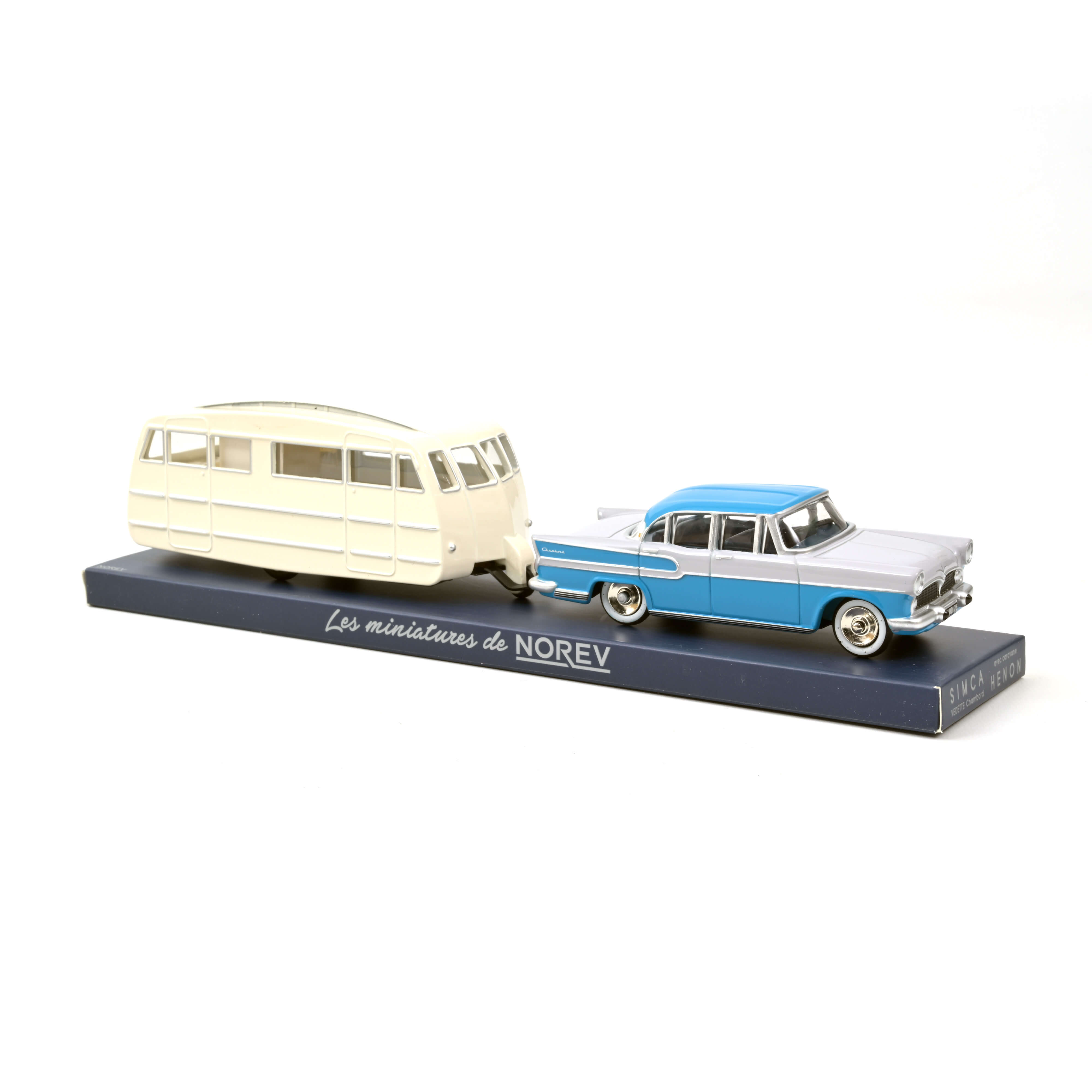 Norev CL5712 Simca Vedette Chambord + Caravan Henon - Blue Leman 1:43