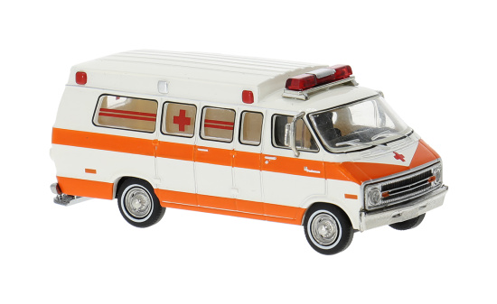 Brekina BRE18300 Dodge B 200 Ambulance - weiss , dunkelorange 1:87