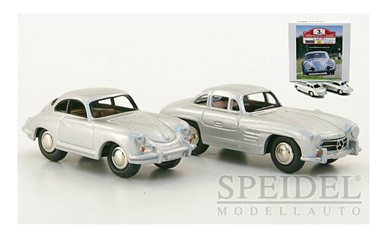 BUB 06930 Set 3. Tiefenbronn Classic 2011, silber, Porsche 356B B Coupe + MB 300 SL 1:87