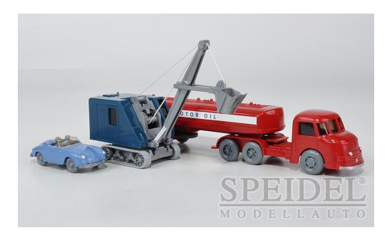Wiking 180288 Set WIKING-VERKEHRS-MODELLE Nr.11:, Henschel Bimot, Porsche Cabrio und Raupen-Bagger  1:87