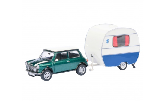 Schuco 450241500 Mini Cooper mit Wohnwagen 