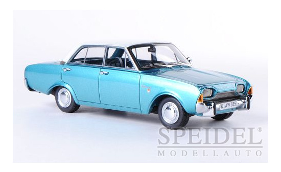 Neo 44555 Ford Taunus 17m (P3), metallic-blau/weiss, 4-Türer, 1960 1:43