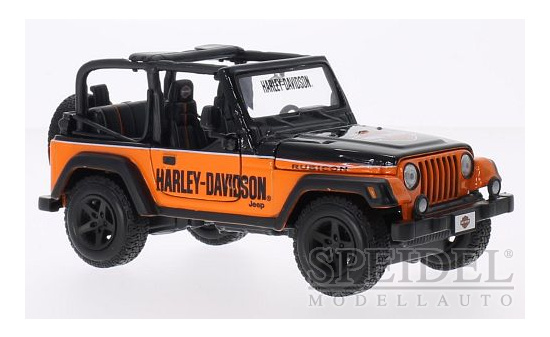 Maisto 532190 Jeep Wrangler Rubicon, oliv, Harley Davidson, (1:27), 2014 1:24