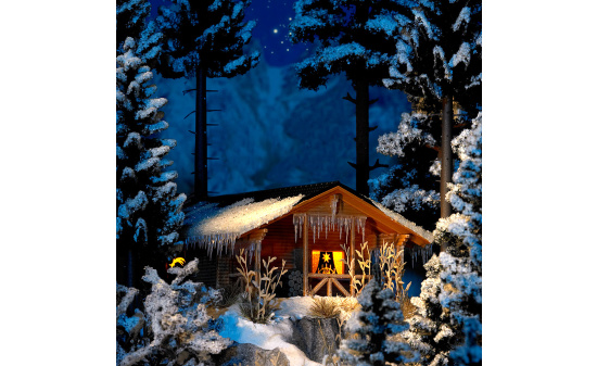 Busch 1085 Winterhütte mit Beleuchtung - Vorbestellung 1:87