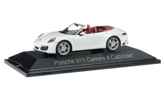 Herpa 071116 Porsche 911 Carrera 4 Cabriolet, carraraweiß metallic 1:43