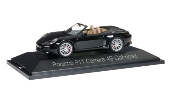 Herpa 071062 Porsche 911 Carrera 4S Cabriolet, schwarz 1:43