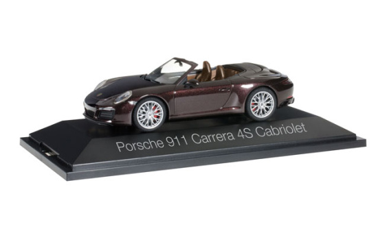 Herpa 071079 Porsche 911 Carrera 4S Cabriolet, mahagonimetallic 1:43