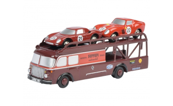 Schuco 450589000 Piccolo Fiat Bartoletti Renntransporter mit Ferrari 250LM und 250GTO 1:90