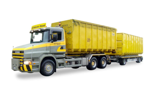 Herpa 80468111 Scania Hauber Abrollmulden-Hängerzug 