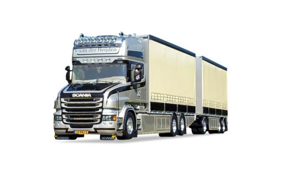 Herpa 80470645 Scania Hauber Gardinenplanen-Hängerzug 