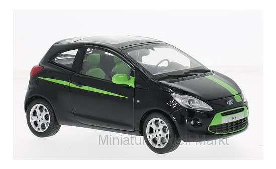 Motormax 73382BLACKGREEN Ford Ka, schwarz/grün 1:24