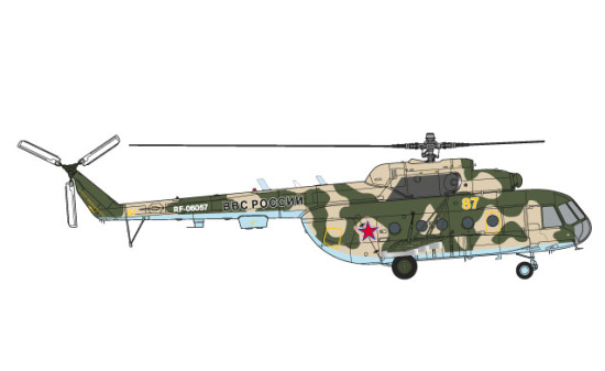 Herpa 580373 Russian Air Force Mil Mi-8MT Hip - 339th Air Base, Torzhok RF-06057/87 yellow 1:72