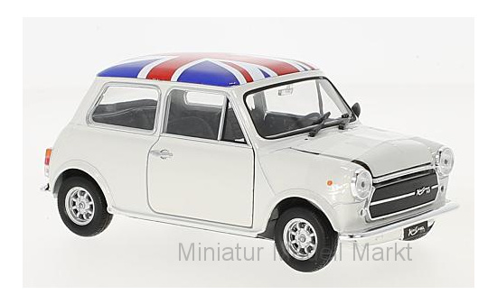 Welly 22496UK Mini Cooper 1300, weiss, UK Flag 1:24