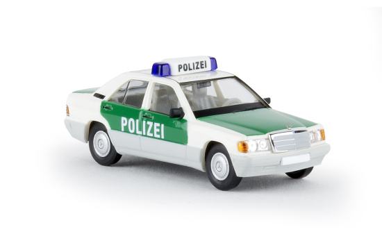 Brekina 13211 Mercedes 190E, Polizei Stuttgart, mit Dachkennung S-2375 1:87