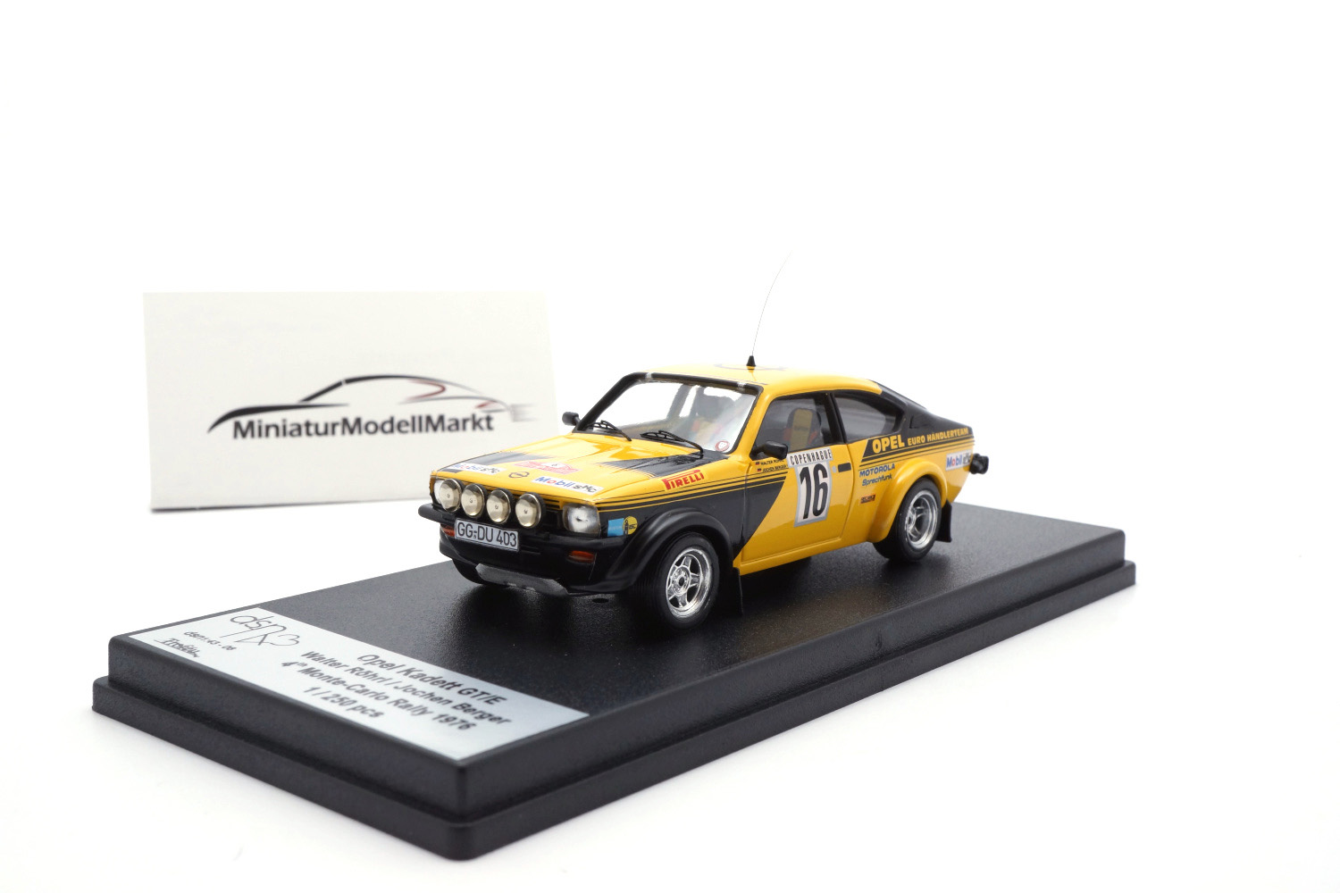 Opel Kadett GT/E Eurohändler 4th Monte Carlo 76 No.16 Röhrl