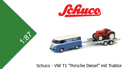 VW T1 - Porsche Diesel - mit Traktor (Schuco)