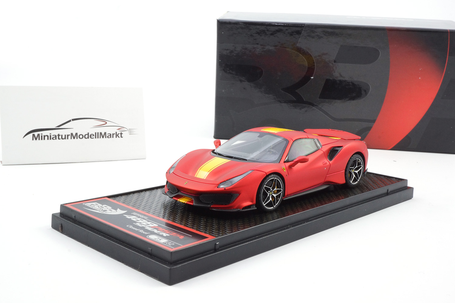 BBR BBRC219B Ferrari 488 Pista Spider - Closed Roof  - Matt Red F1  1:43