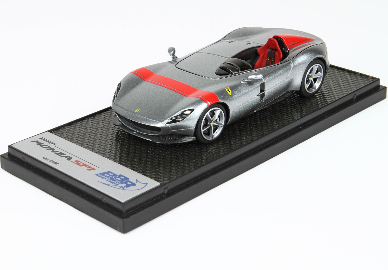 BBR CAR60 Ferrari Monza SP1 - Titanium Silver And Red Stripe - 1st USA 1:43