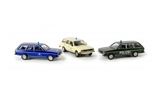 Brekina 90412 VW Passat Variant,  3er-Set Blaulicht: Polizei, DRK, THW  1:87