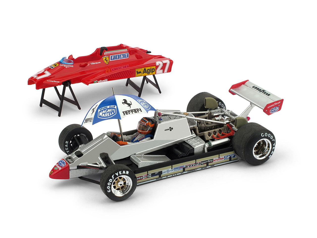 Diecast model cars Ferrari 126 1982 1/43 Brumm 1982 C2 no.27 g.villeneuve long beach avec pilot