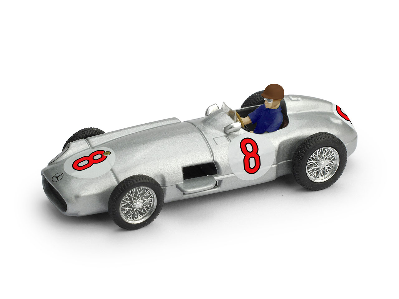 Brumm R072-CH Mercedes W196, No.8, Formel 1, GP Niederlande, mit Fahrerfigur, J.M.Fangio, 1955 1:43