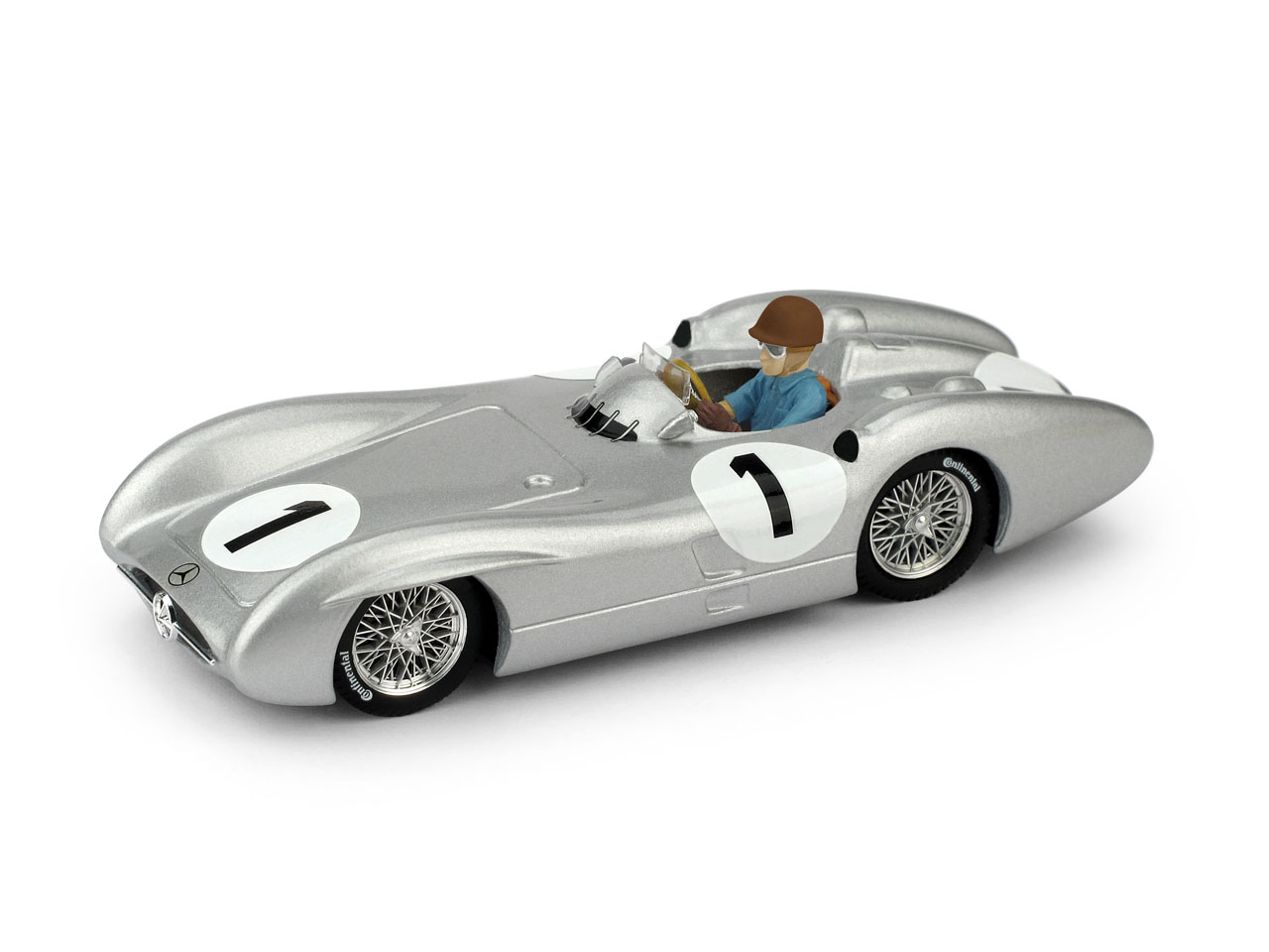 Brumm R325-CH Mercedes W196C, No.1, Formel 1, GP Großbritannien, mit Fahrerfigur, J.M.Fangio, 1954 1:43