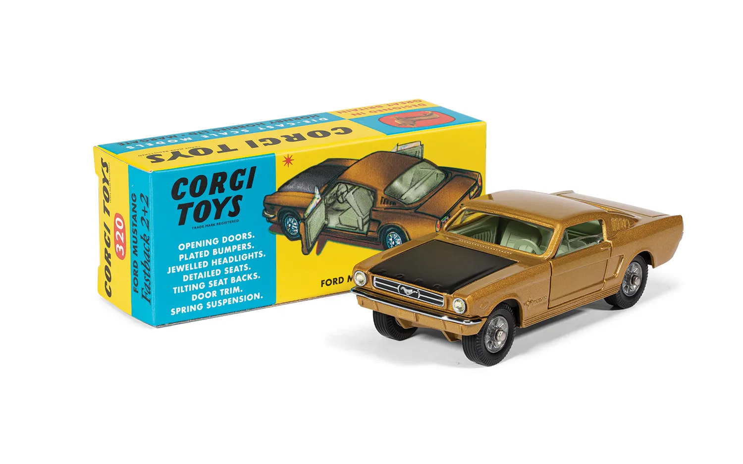 Corgi COCRT32001 Ford Mustang Fastback - gold (Metallic) , schwarz 1:45
