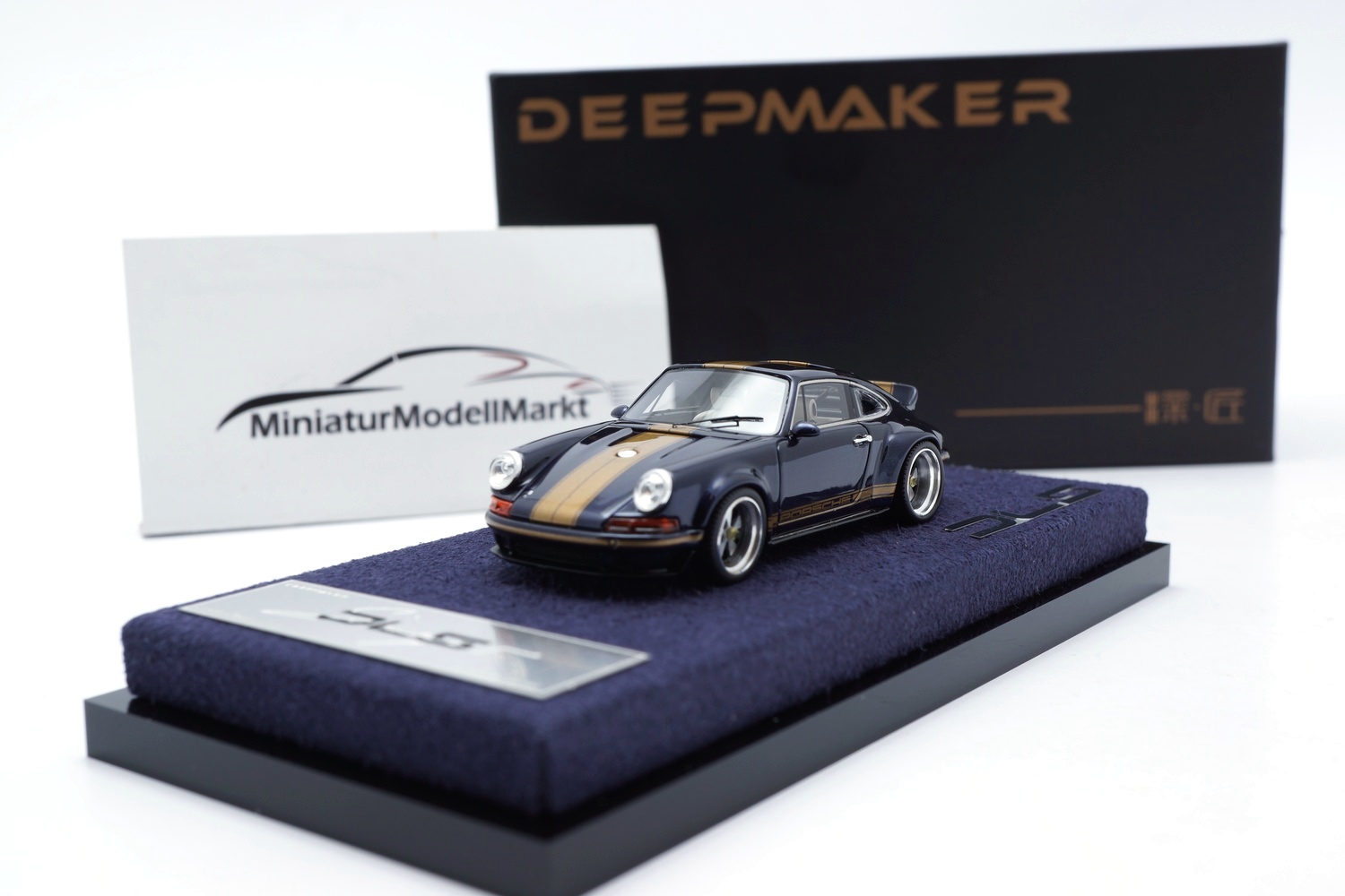 DeepMaker 64001-06 Singer DLS (Porsche 964) - Dark Blue Metallic/Gold 1:64