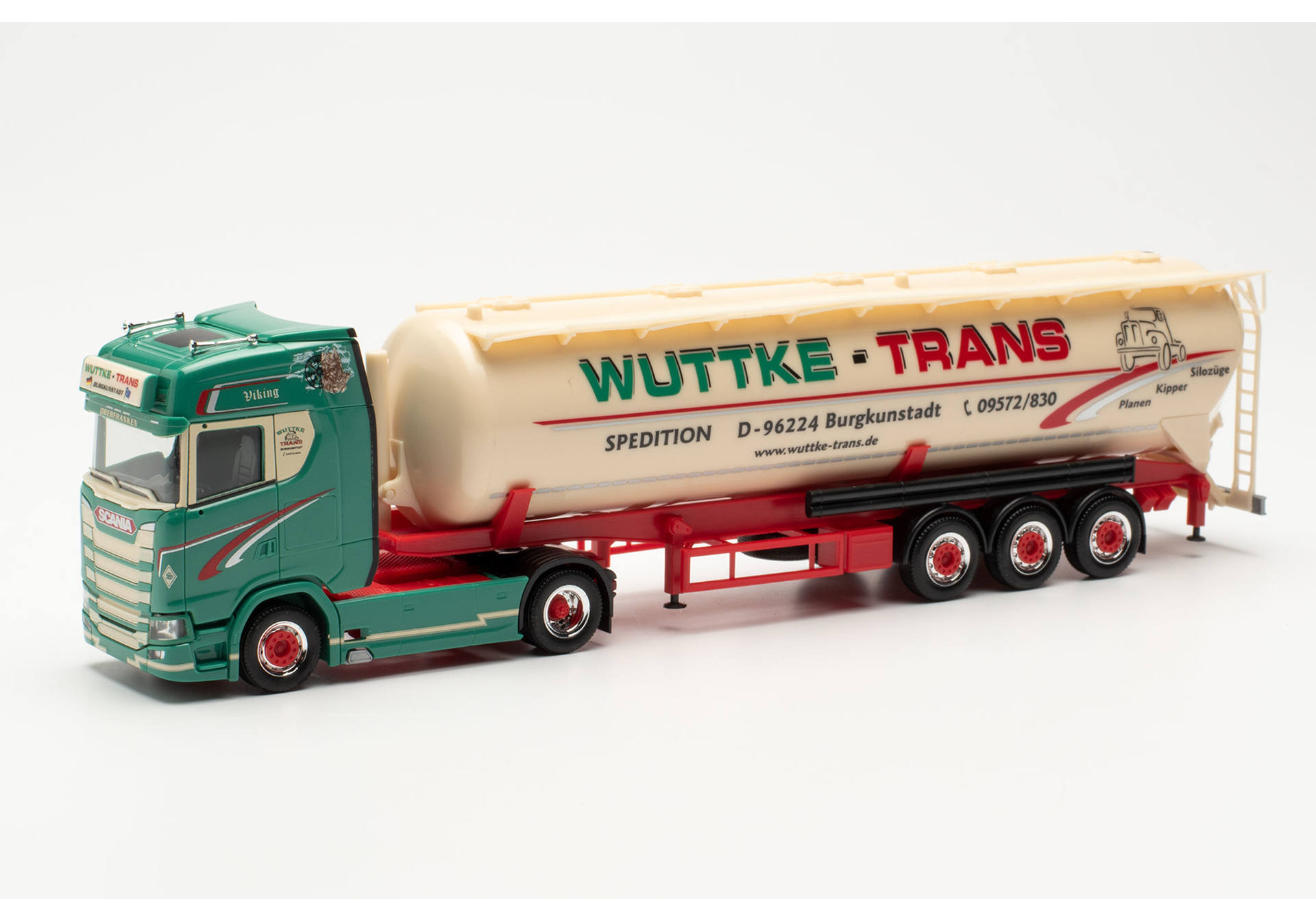 Herpa 314886 Scania CS 20 HD Silo-Sattelzug Wuttke-Trans Burgkunstadt 1:87