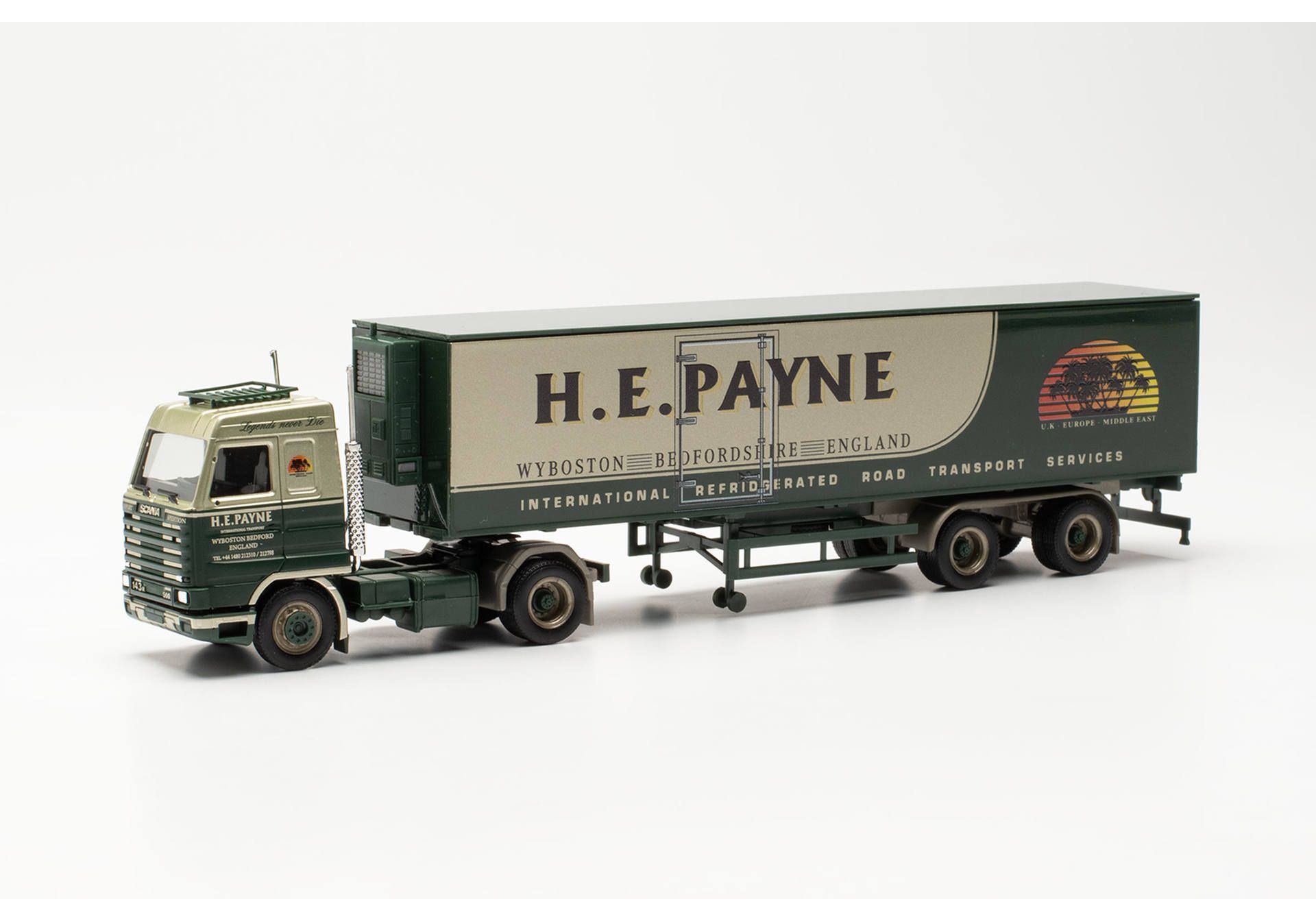 Herpa 315661 Scania 143 Kühlkoffer-Sattelzug H.E. PAYNE 1:87