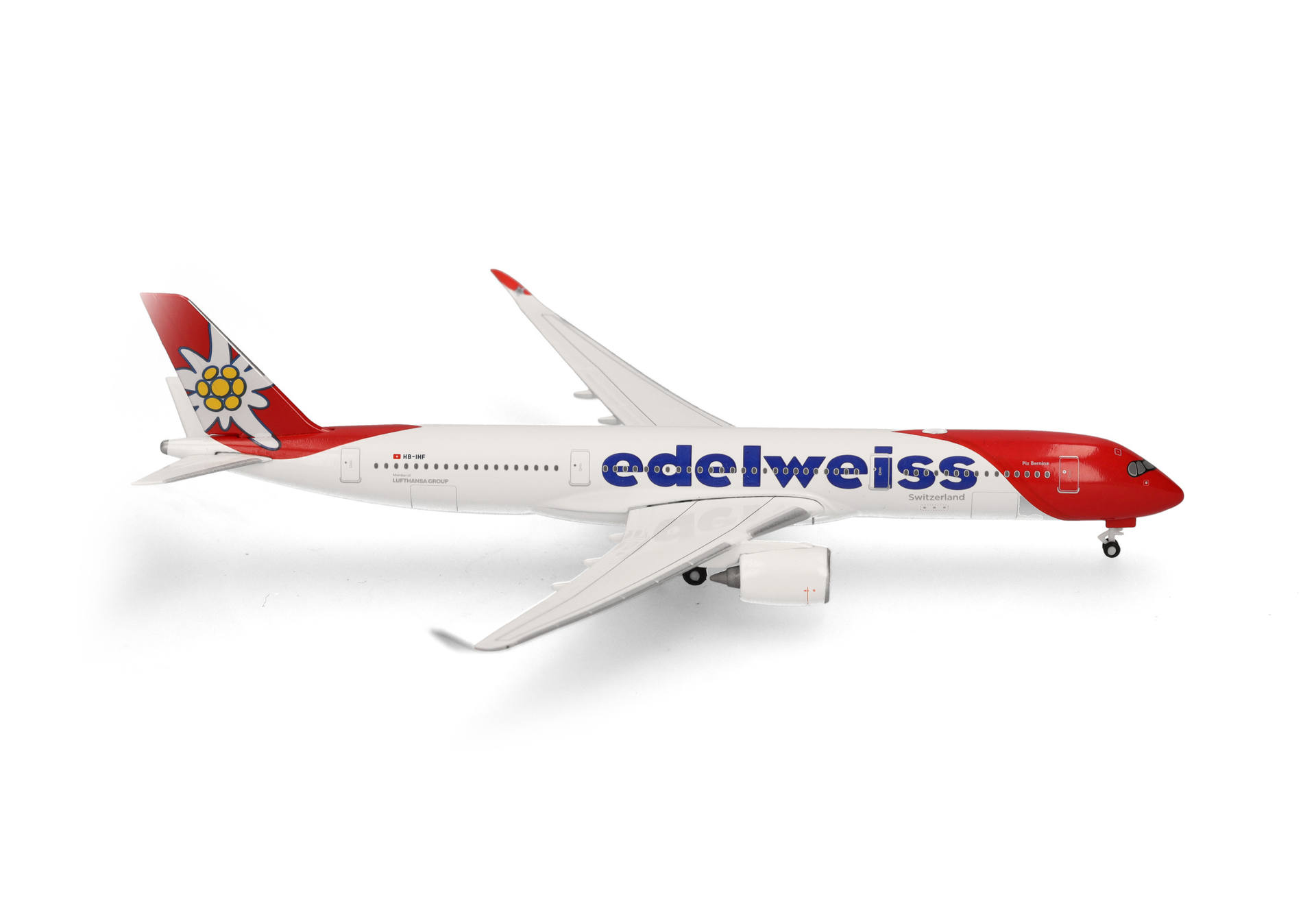 Herpa 538190 Edelweiss Air Airbus A350-900 HB-IHF Piz Bernina 1:500