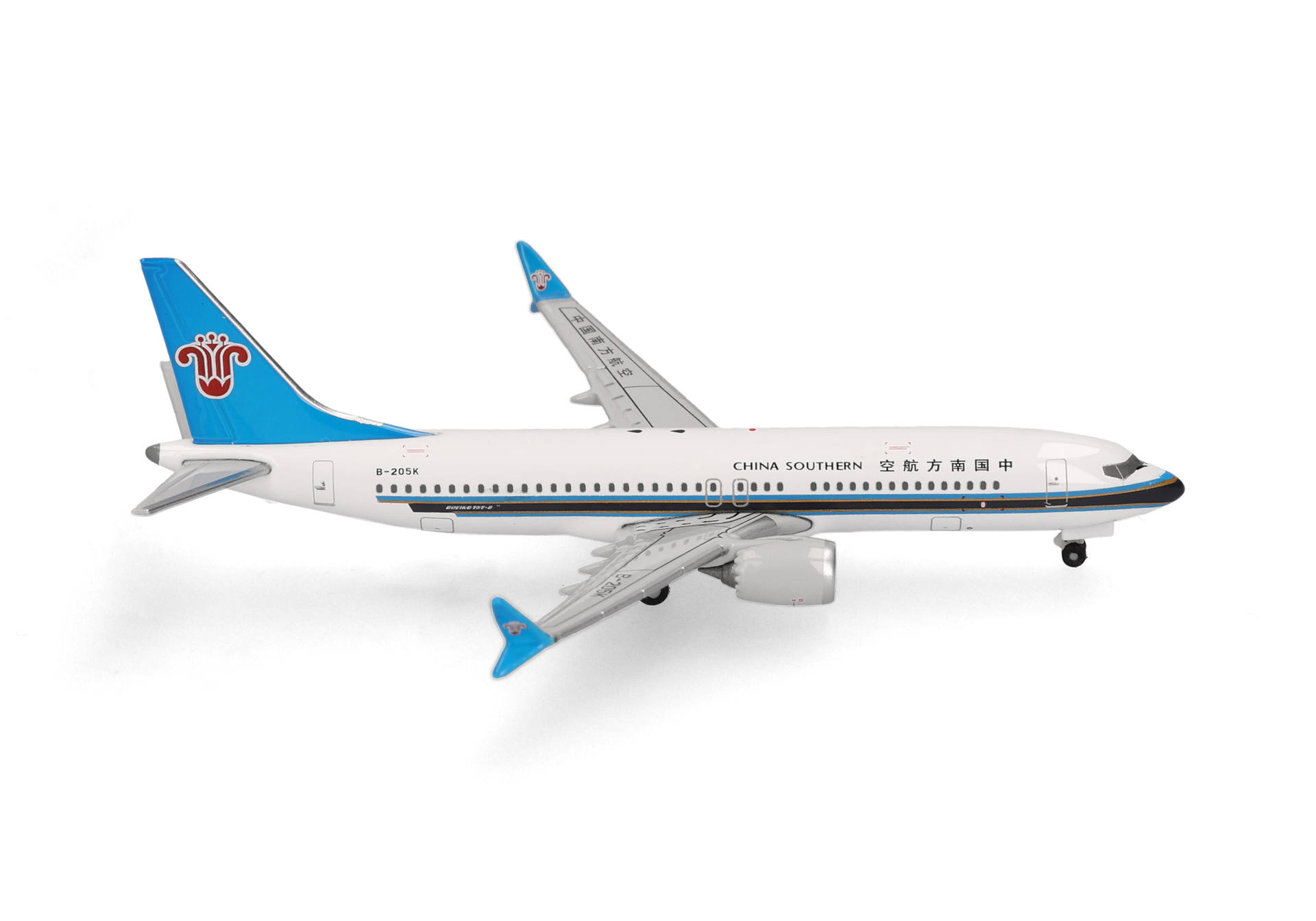 Herpa 539074 China Southern Airlines Boeing 737 Max 8 - B-205K 1:87