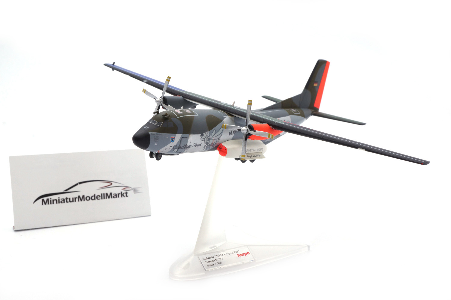 Herpa 571562 Luftwaffe Transall C-160 - LTG 63 / Air Transport Wing, Hohn Air Base Retro Brummel - Transall Fly-out 2021 1:200