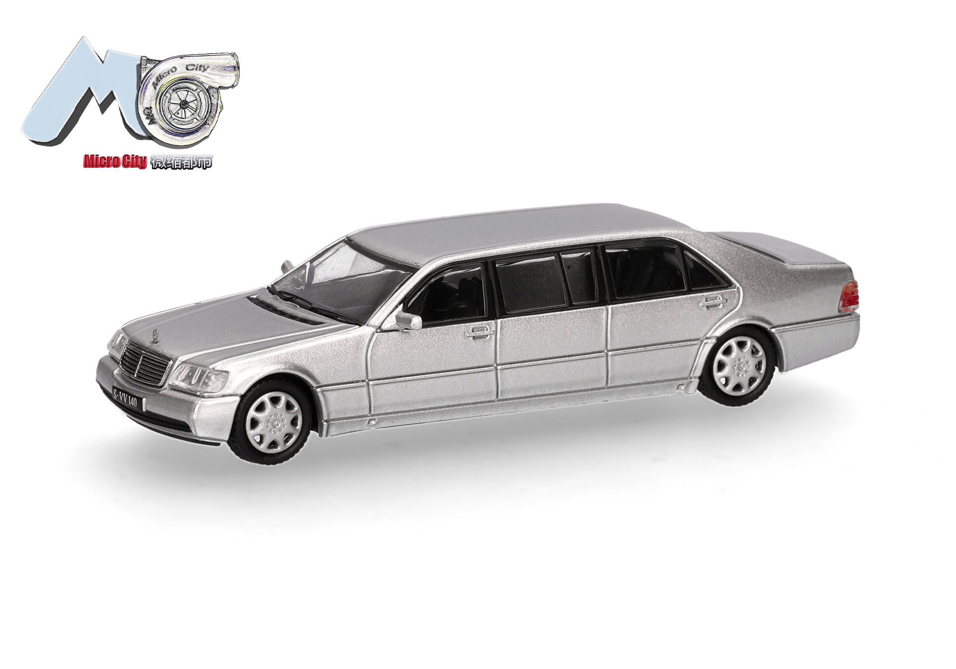 Herpa 87MC000106 MicroCity: Mercedes-Benz S600 Pullmann - silber 1:87