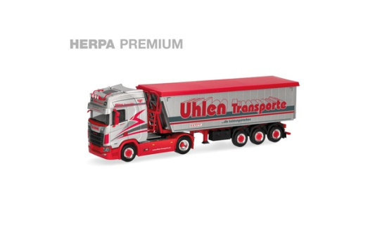 Herpa 961660  Scania CS 20 Hochdach Stöffelliner-Kippsattelauflieger - Uhlen Transporte 1:87