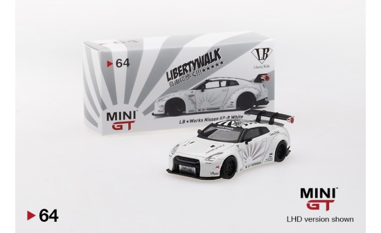 Mini GT MGT00064-L LB-WORKS Nissan GT-R (R35) Type 1 - White  (LHD) 1:64