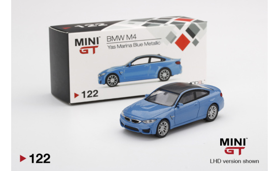 Mini GT MGT00122-R BMW M4 (F82)  Yas Marina Blue Metallic (RHD) 1:64