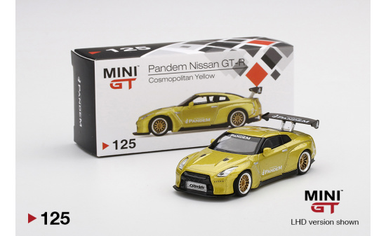 Mini GT MGT00125-R Pandem Nissan GT-R (R35) Cosmopolitan Yellow (RHD) 1:64