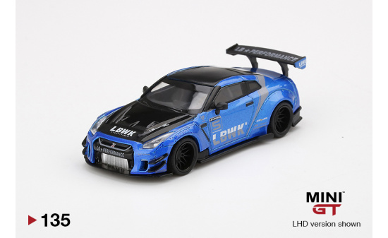 Mini GT MGT00135-L LB WORKS Nissan GT-R (R35) Blue - Livery 2.0  (LHD) 1:64