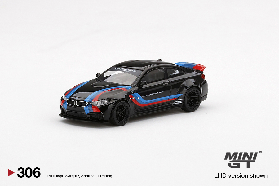 Mini GT MGT00306-L LB-WORKS  BMW M4  Black - M Stripe  (LHD) 1:64