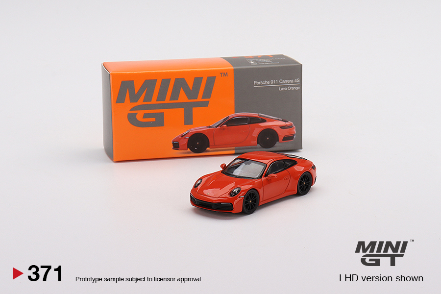 Mini GT MGT00371-L Porsche 911 (992) Carrera 4S Lava Orange 1:64