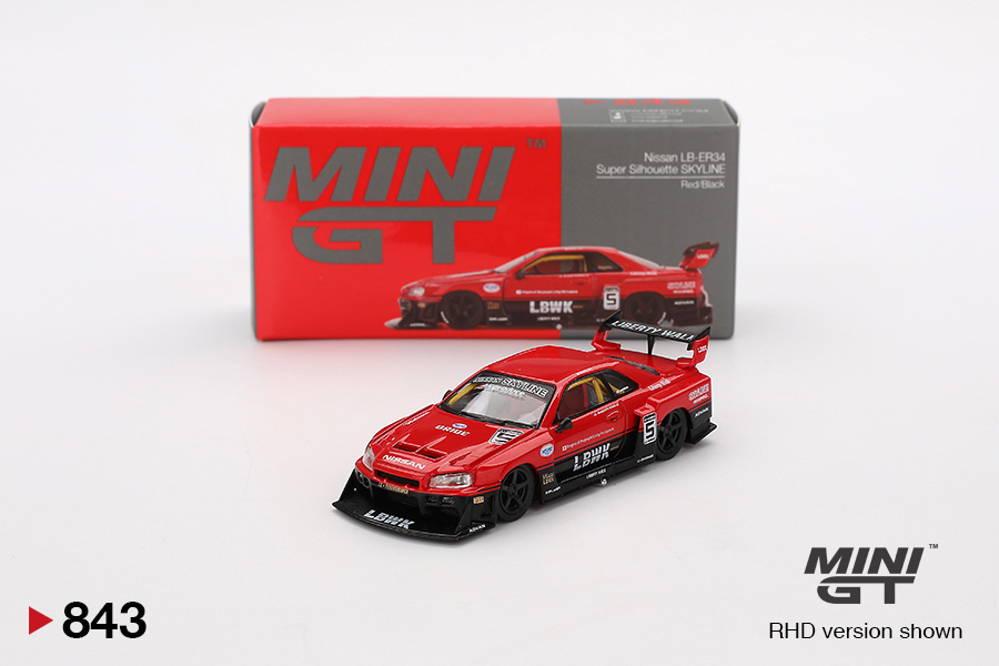 Mini GT MGT00843 Nissan LB-ER34 Super Silhouette SKYLINE Red/Black 1:64