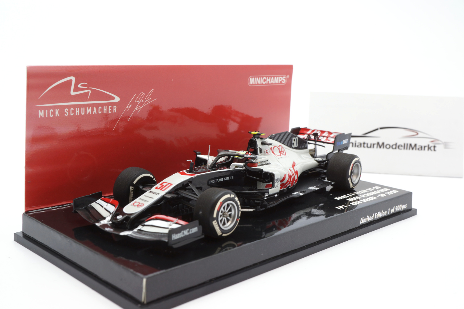 Minichamps 417201750 Haas F1 VF-20 Mick Schumacher FP1 Abu Dhabi 2020 1:43