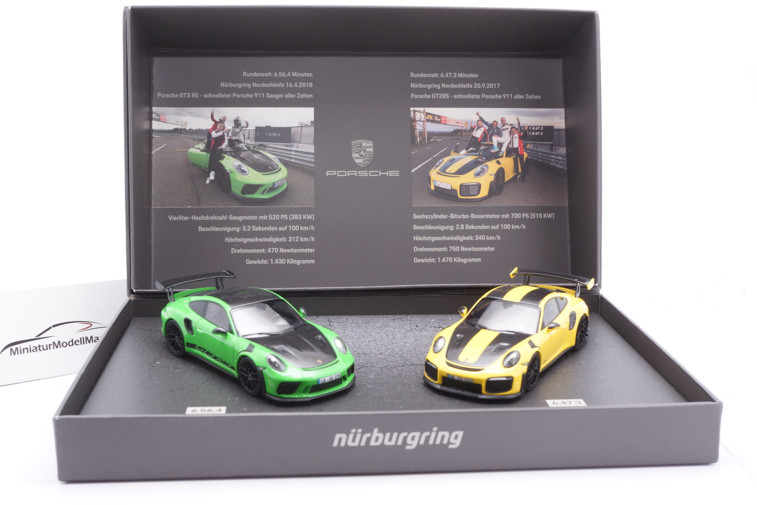 Minichamps WAX02020087 Porsche 911 GT2 RS/GT3 RS Lap Record Nürburgring 1:43