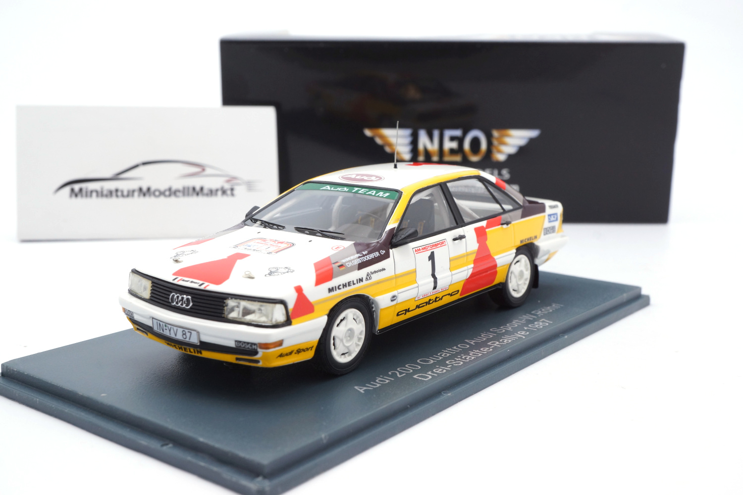 Neo 45253 Audi 200 Quattro #1 W. Röhrl - 3-Städte-Rallye 1987 1:43