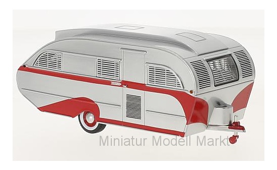Neo 47260 Aero Flite Falcon Travel Trailer - silber/rot - 1947 1:43