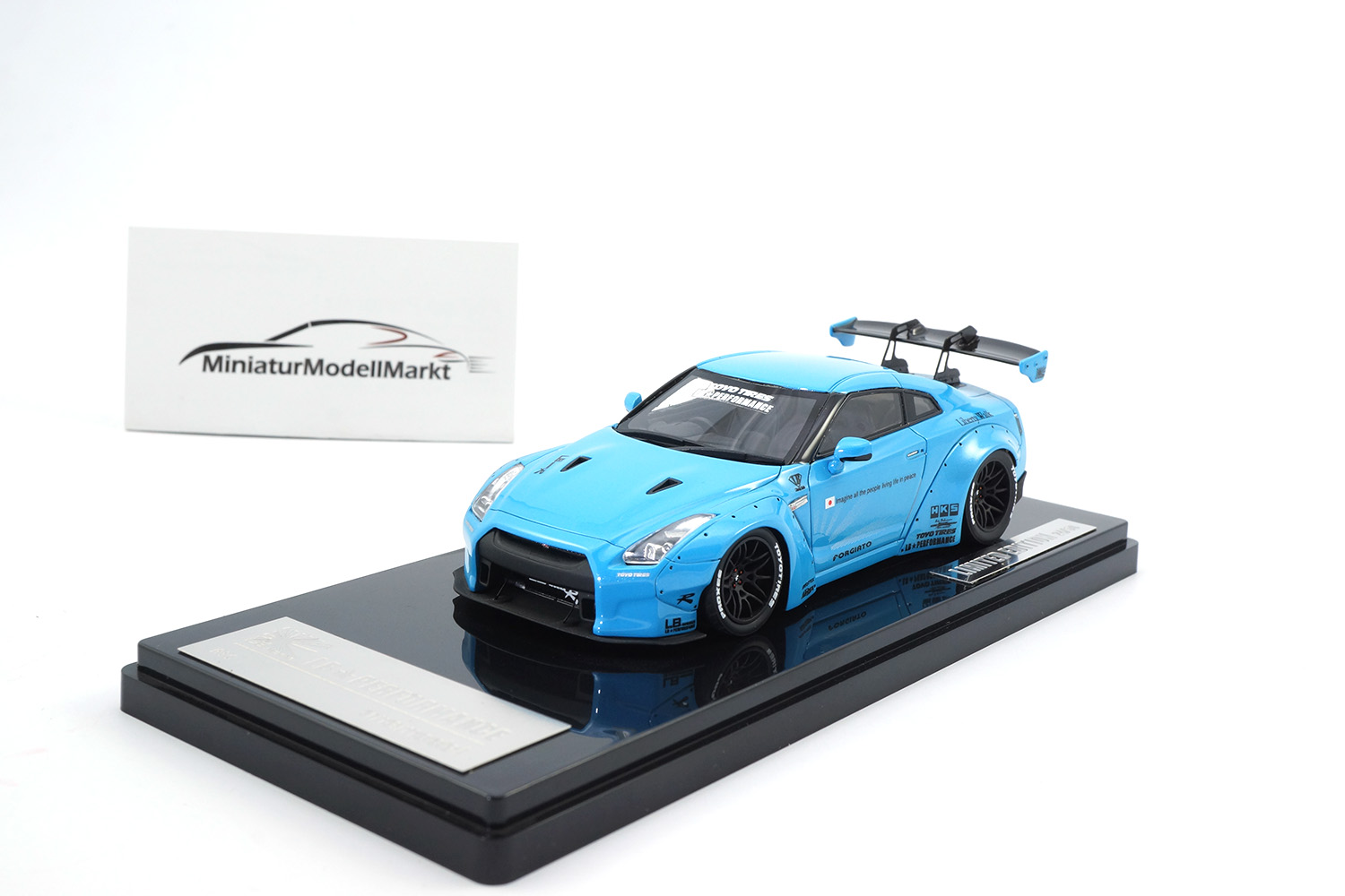 One Model 17B03-20 Liberty Walk Nissan GT-R (R35) - Baby-Blue - GT-Wing 1:43