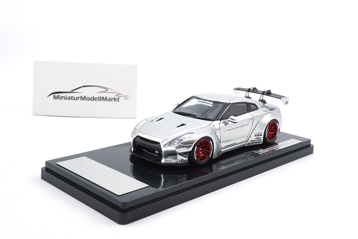 One Model 17B03-21 Liberty Walk Nissan GT-R (R35) - Chrome - GT-Wing 1:43