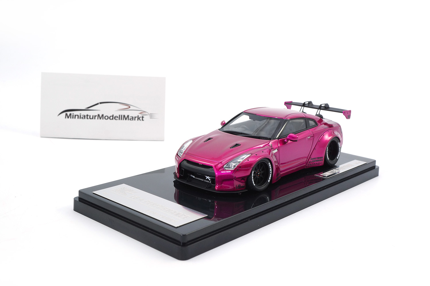 One Model 17B03-67 Liberty Walk Nissan GT-R (R35) - Transparent Pink - GT-Wing 1:43