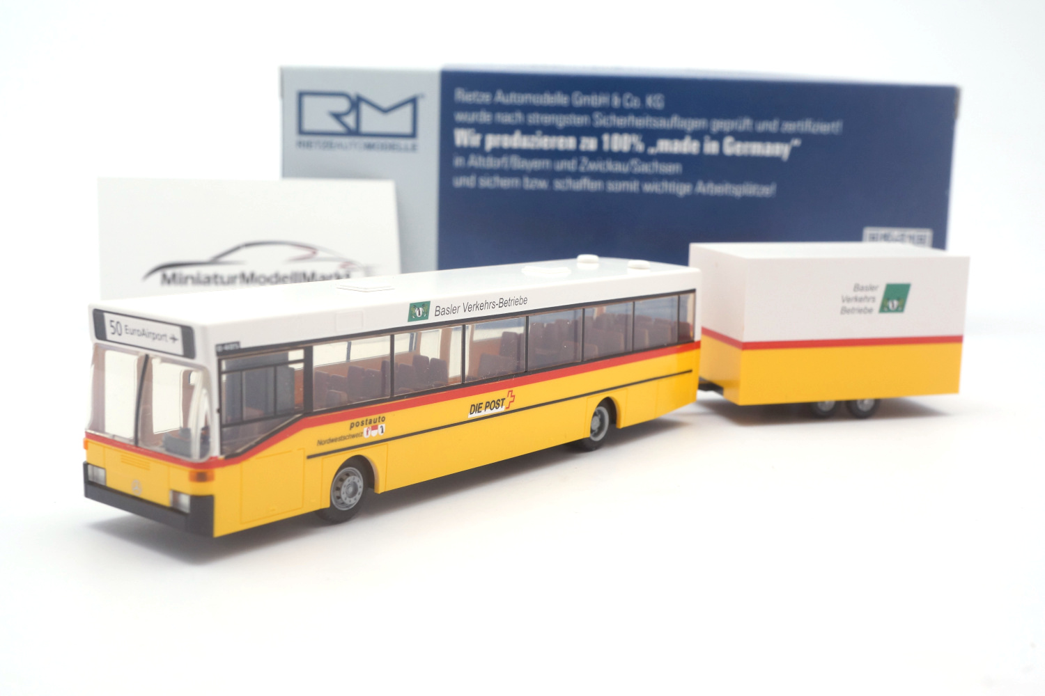 Rietze 71824 Mercedes-Benz O 405 mit Hänger Die Post - Basel (CH) 1:87